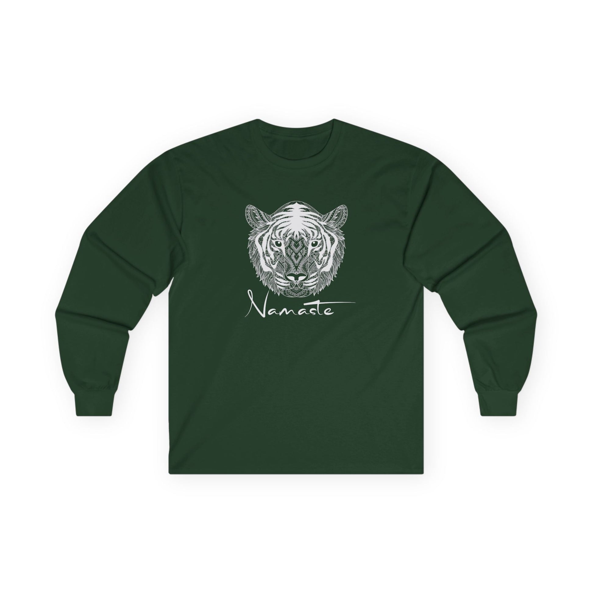 Namaste Tiger Long Sleeve Tee Forest Green Long-sleeve