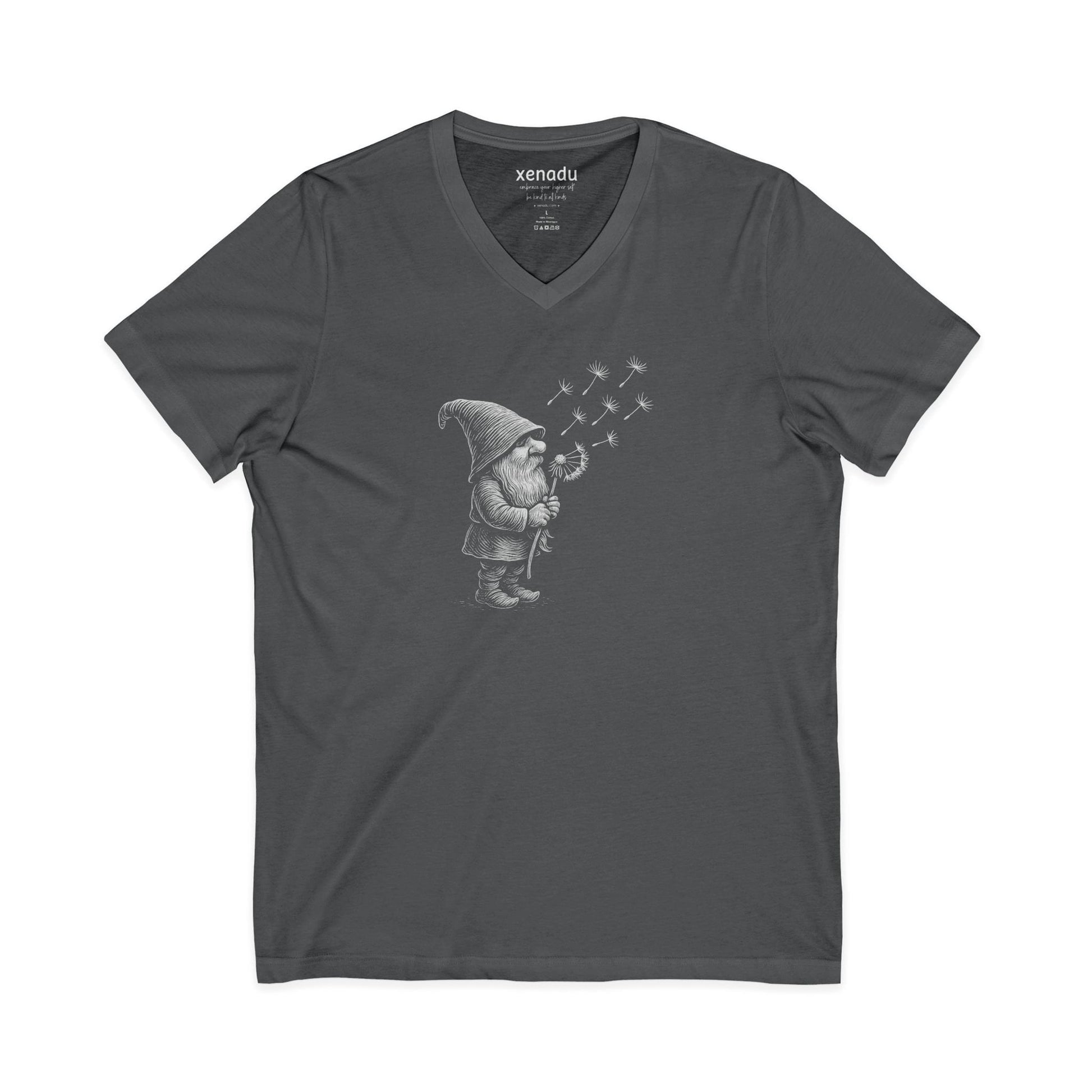 Wishing Gnome V-Neck Tee Asphalt V-neck