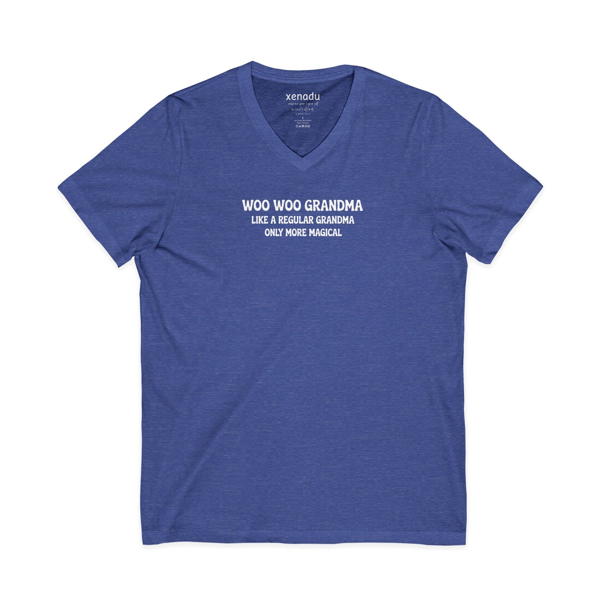 Woo Woo Grandma V-Neck Heather True Royal V-neck