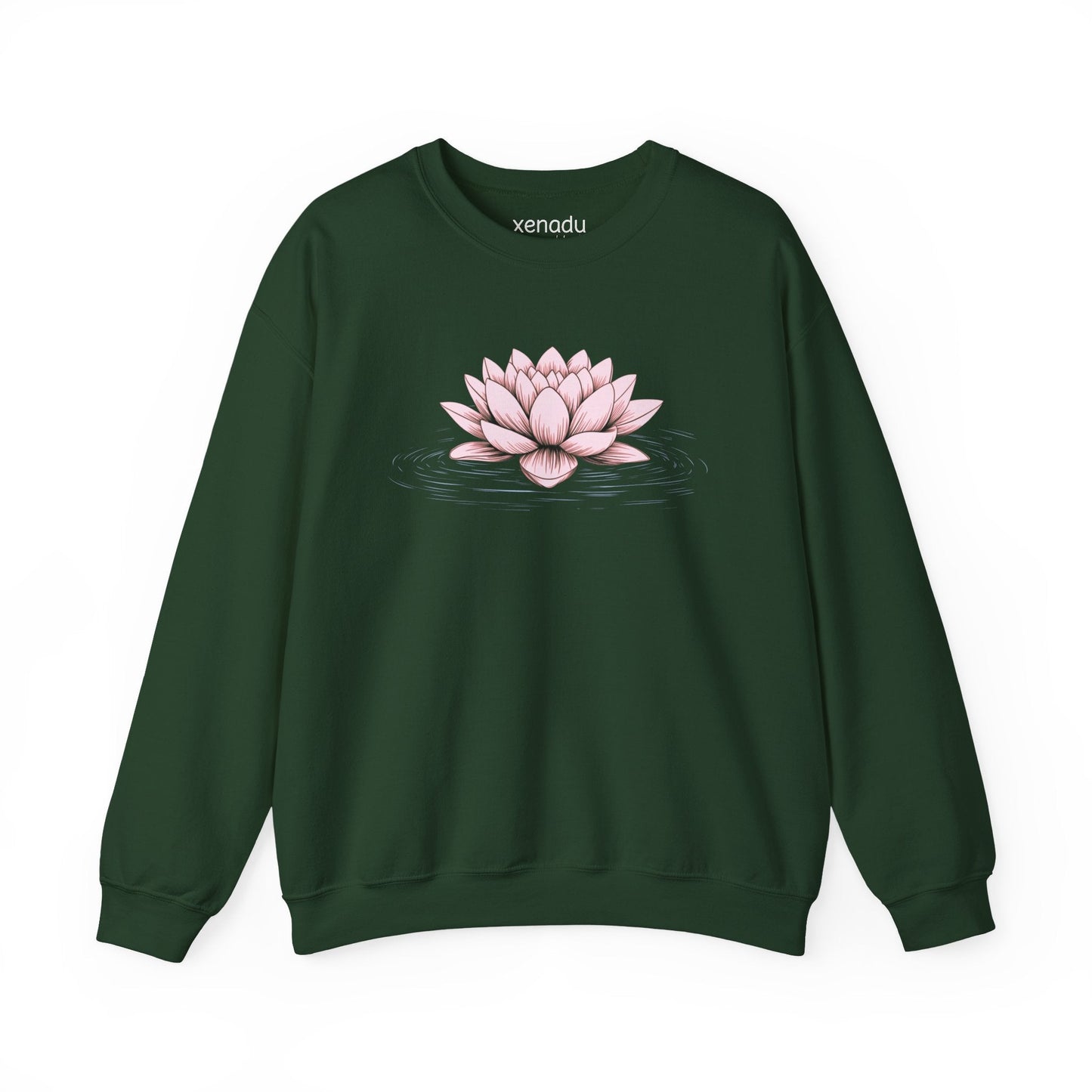 Pink Floating Lotus Sweatshirt Forest Green Sweatshirt