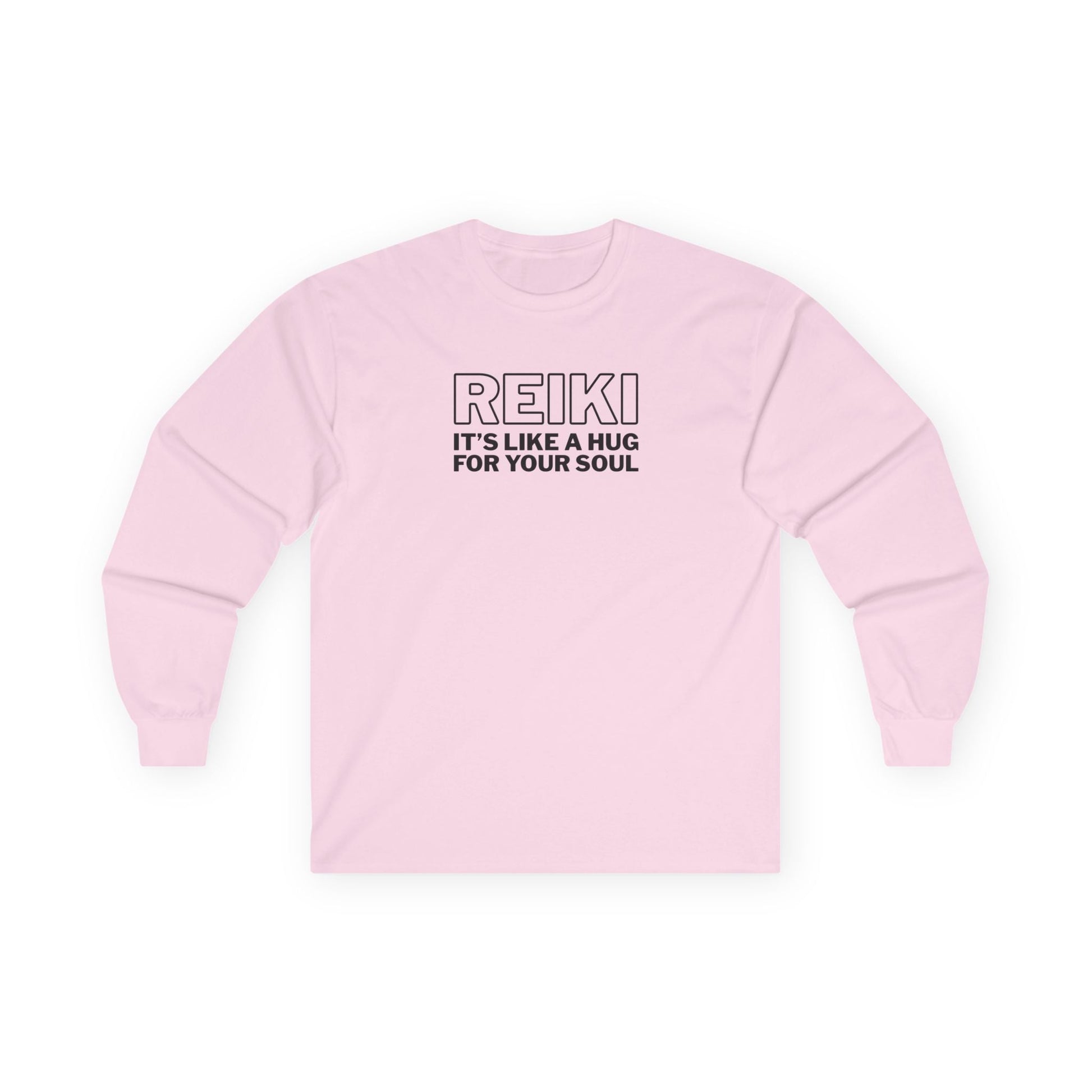 Reiki is Like a Hug Long Sleeve Tee Light Pink Long-sleeve