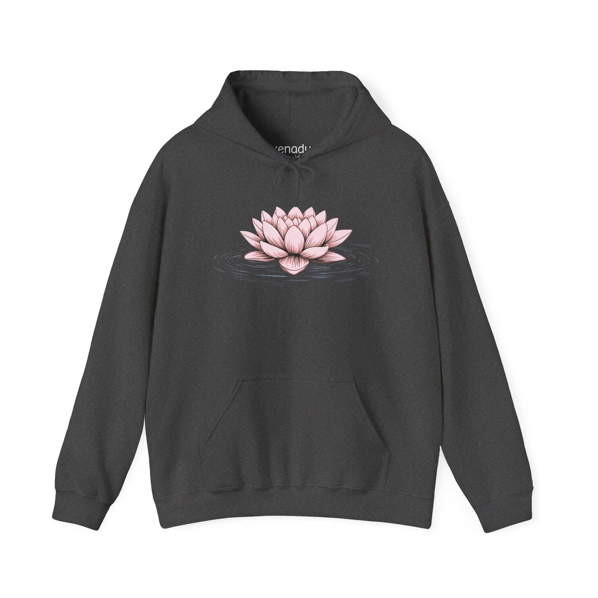 Pink Floating Lotus Hoodie Dark Heather Grey Hoodie