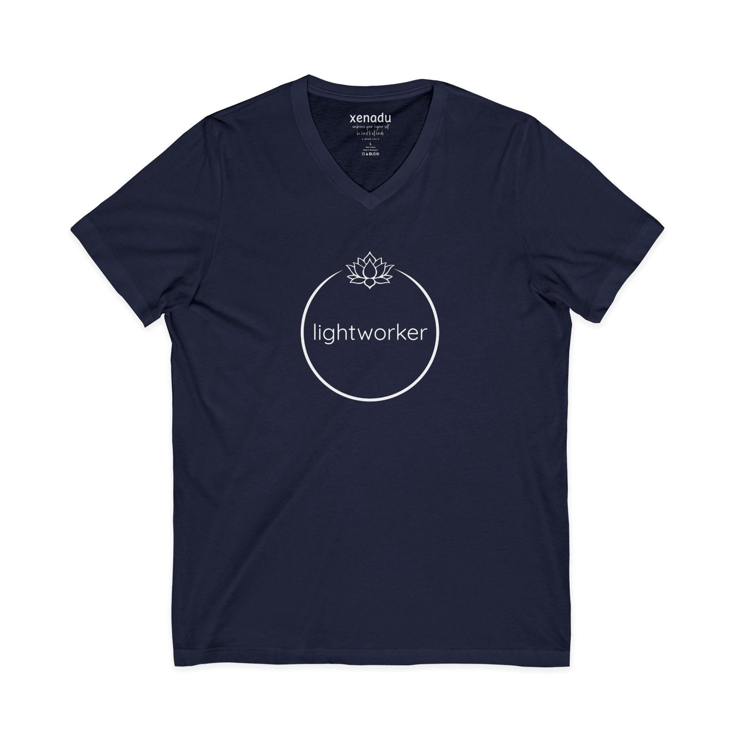 Lightworker Lotus Bloom V-Neck Tee Navy V-neck