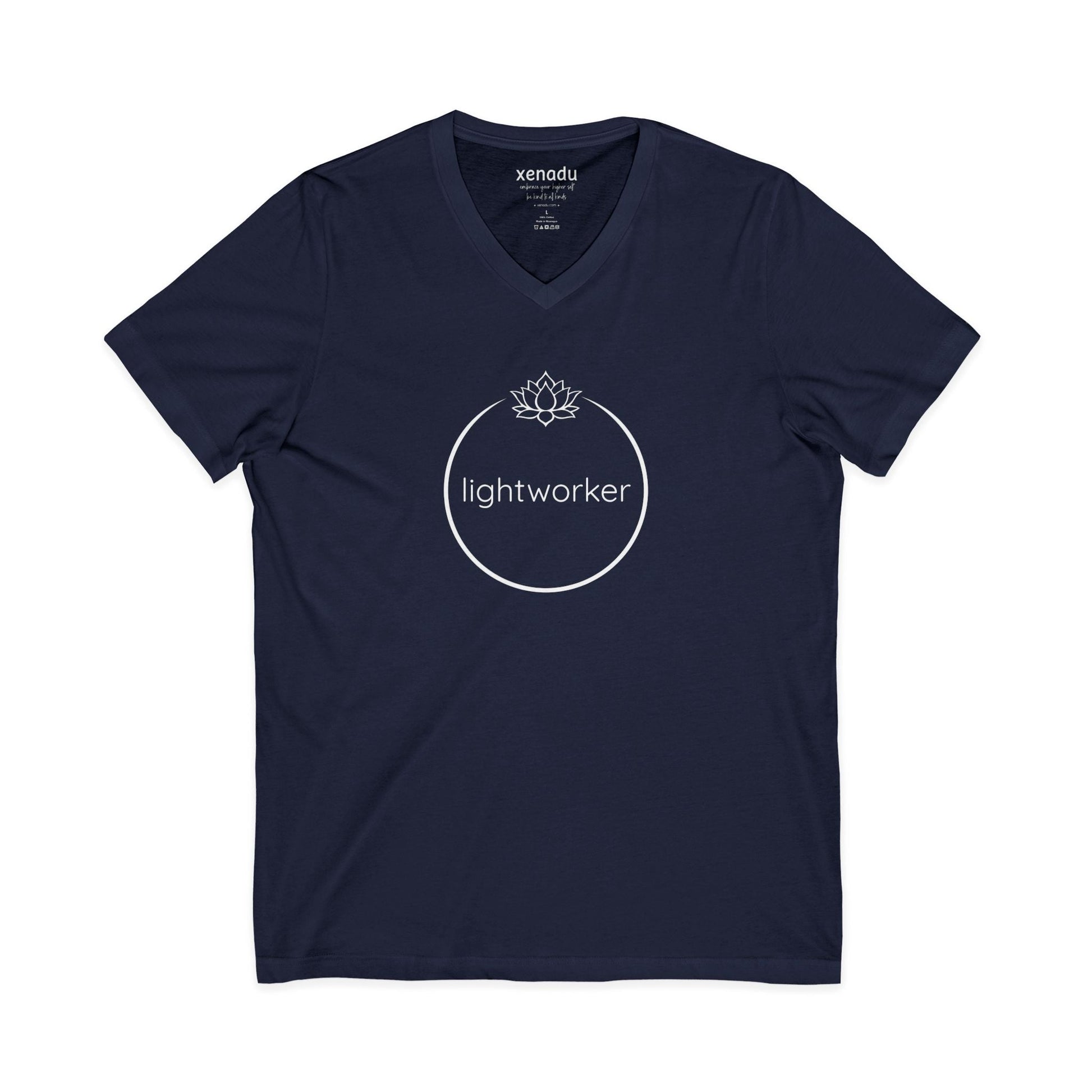 Lightworker Lotus Bloom V-Neck Tee Navy V-neck