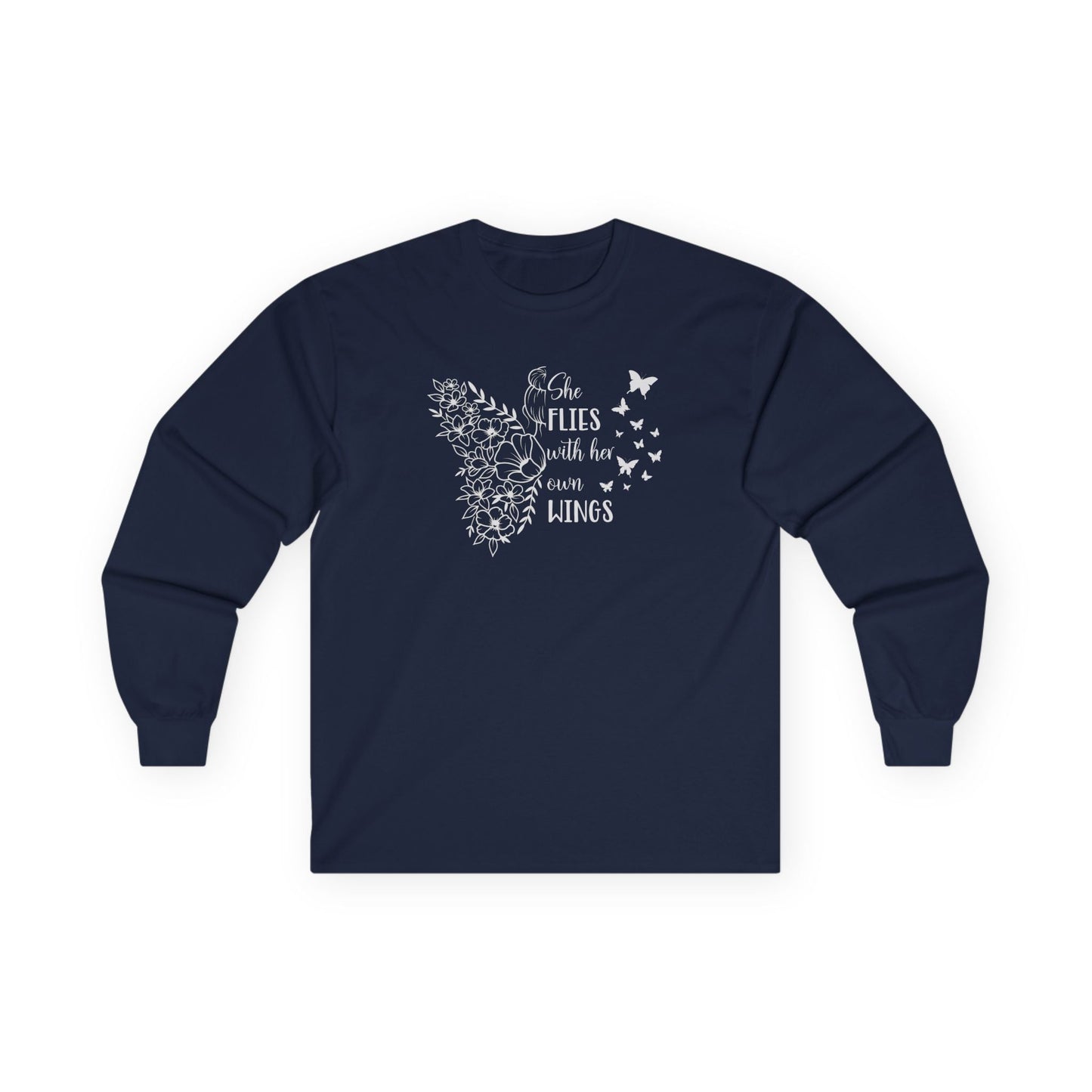 With Her Own Wings Long Sleeve Tee Navy Long-sleeve