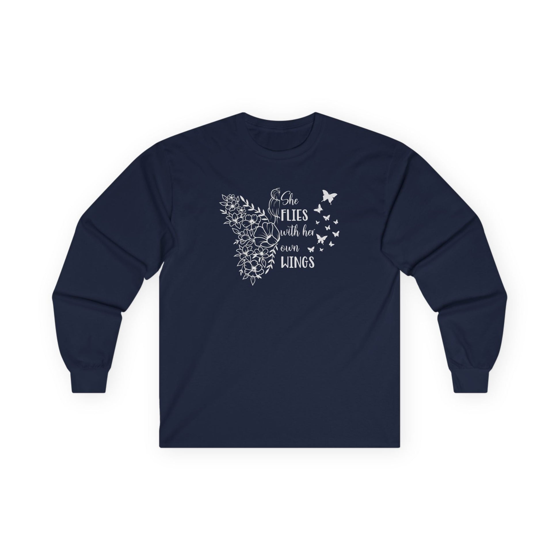 With Her Own Wings Long Sleeve Tee Navy Long-sleeve