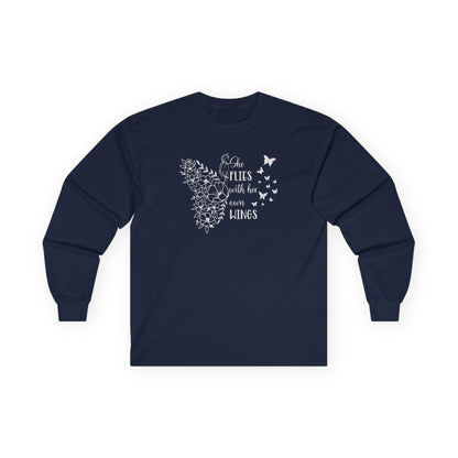 With Her Own Wings Long Sleeve Tee Navy Long-sleeve