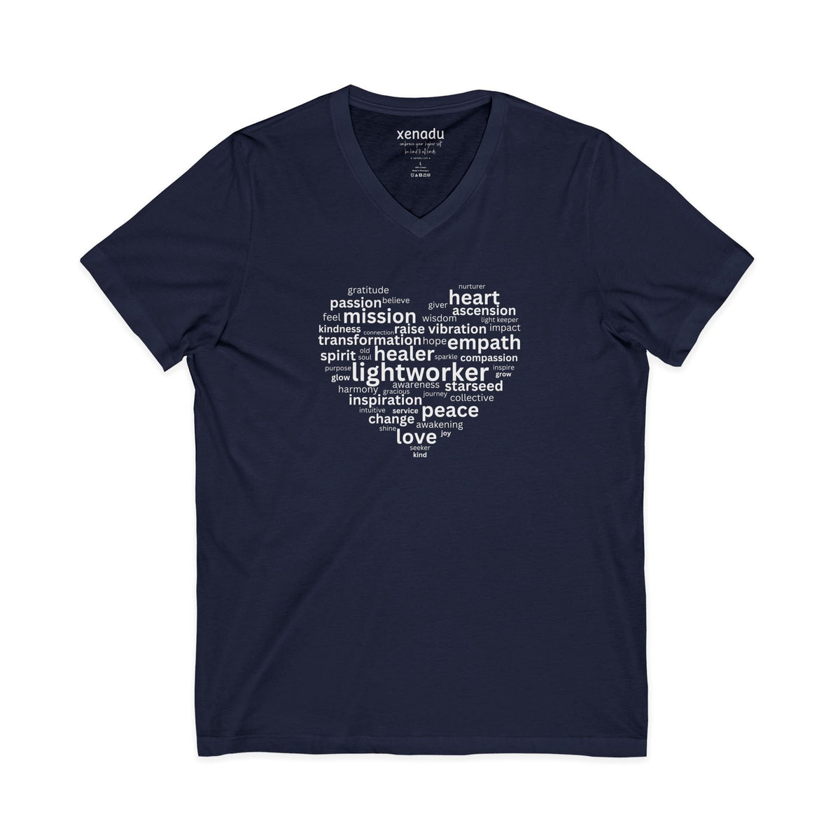 Heart of a Lightworker V-Neck Tee Navy V-neck