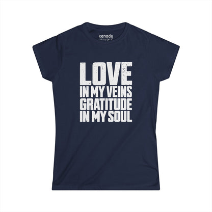 Love In My Veins Women's Tee Navy T-Shirt