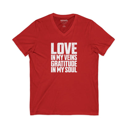 Love In My Veins V-Neck Tee Red V-neck