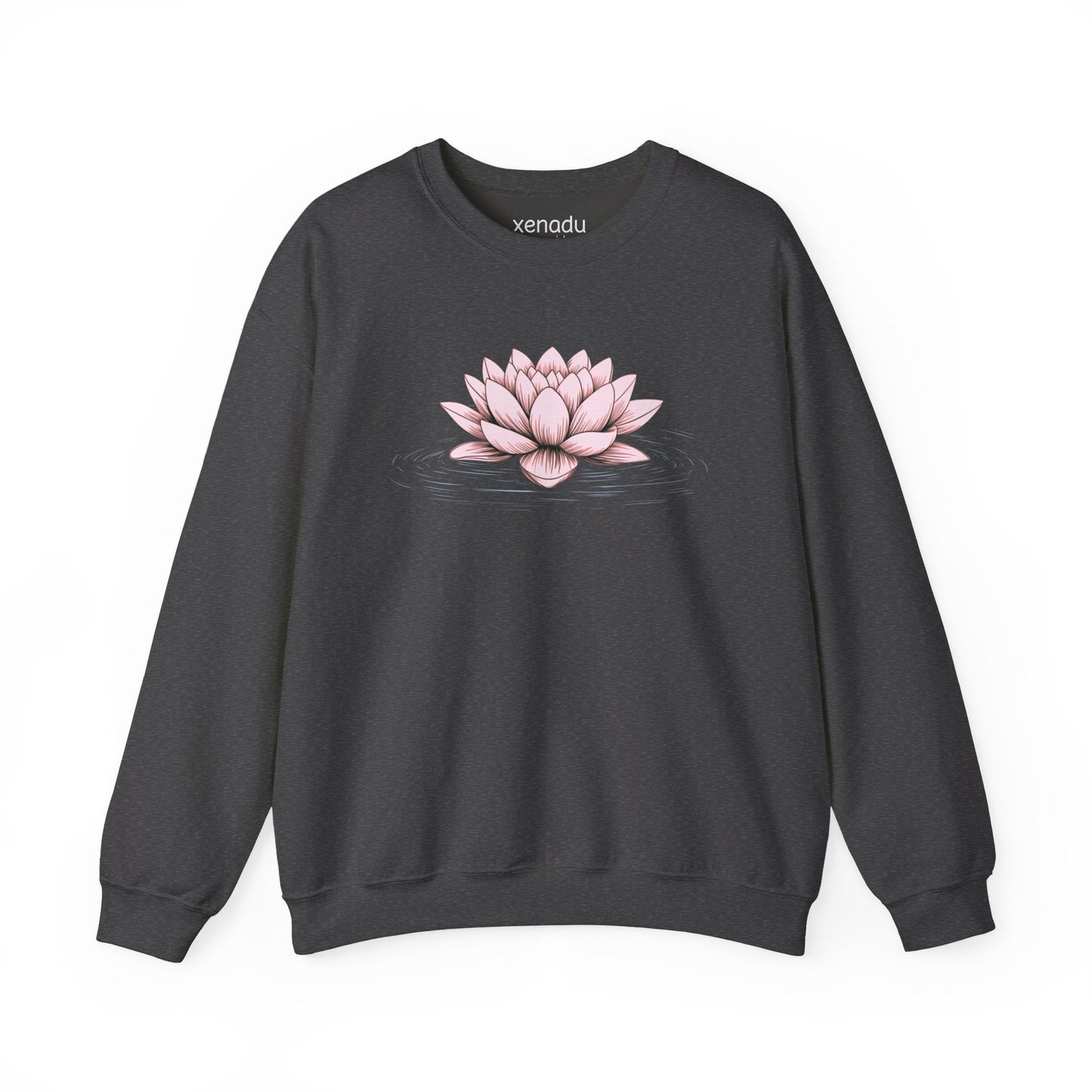 Pink Floating Lotus Sweatshirt Dark Heather Grey Sweatshirt