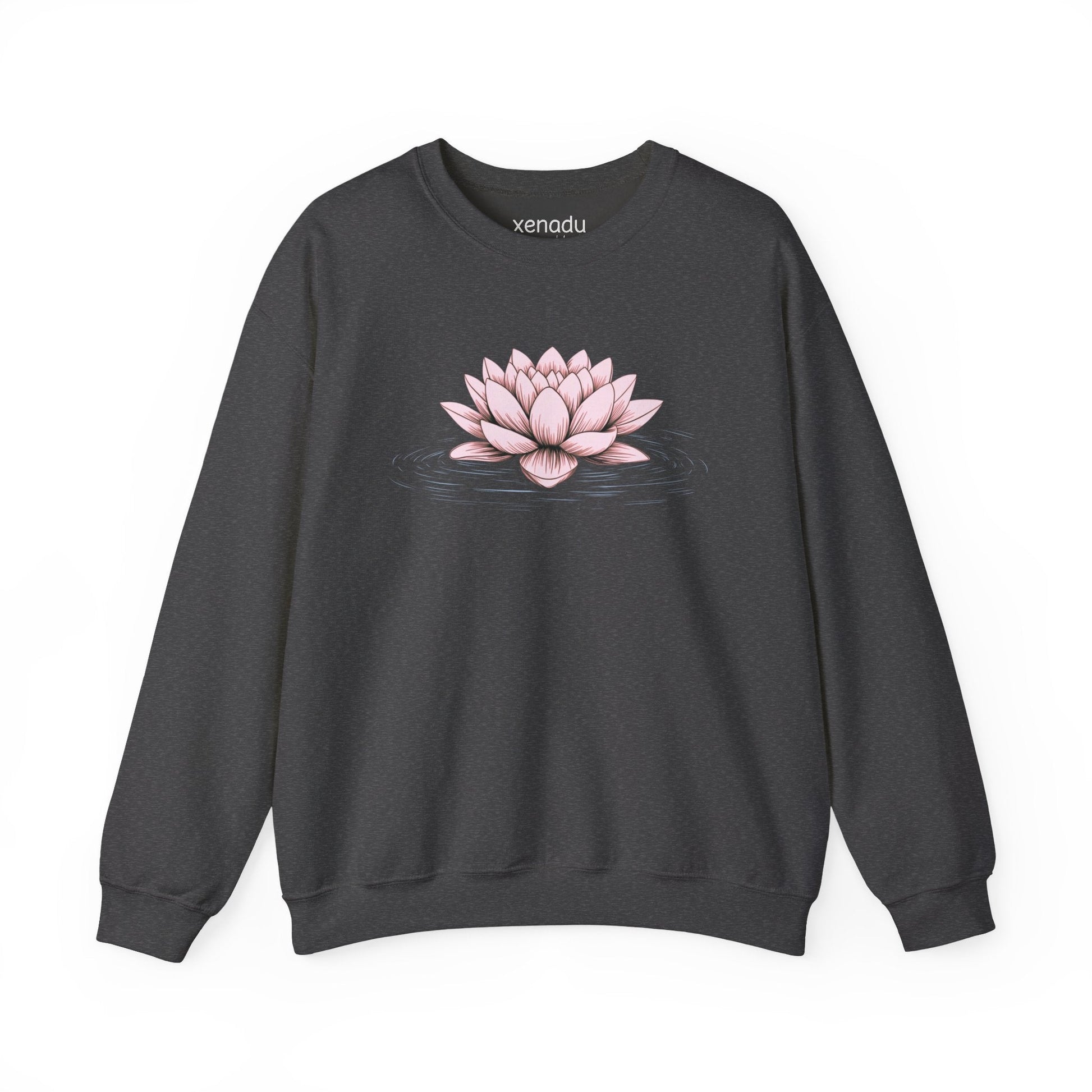 Pink Floating Lotus Sweatshirt Dark Heather Grey Sweatshirt