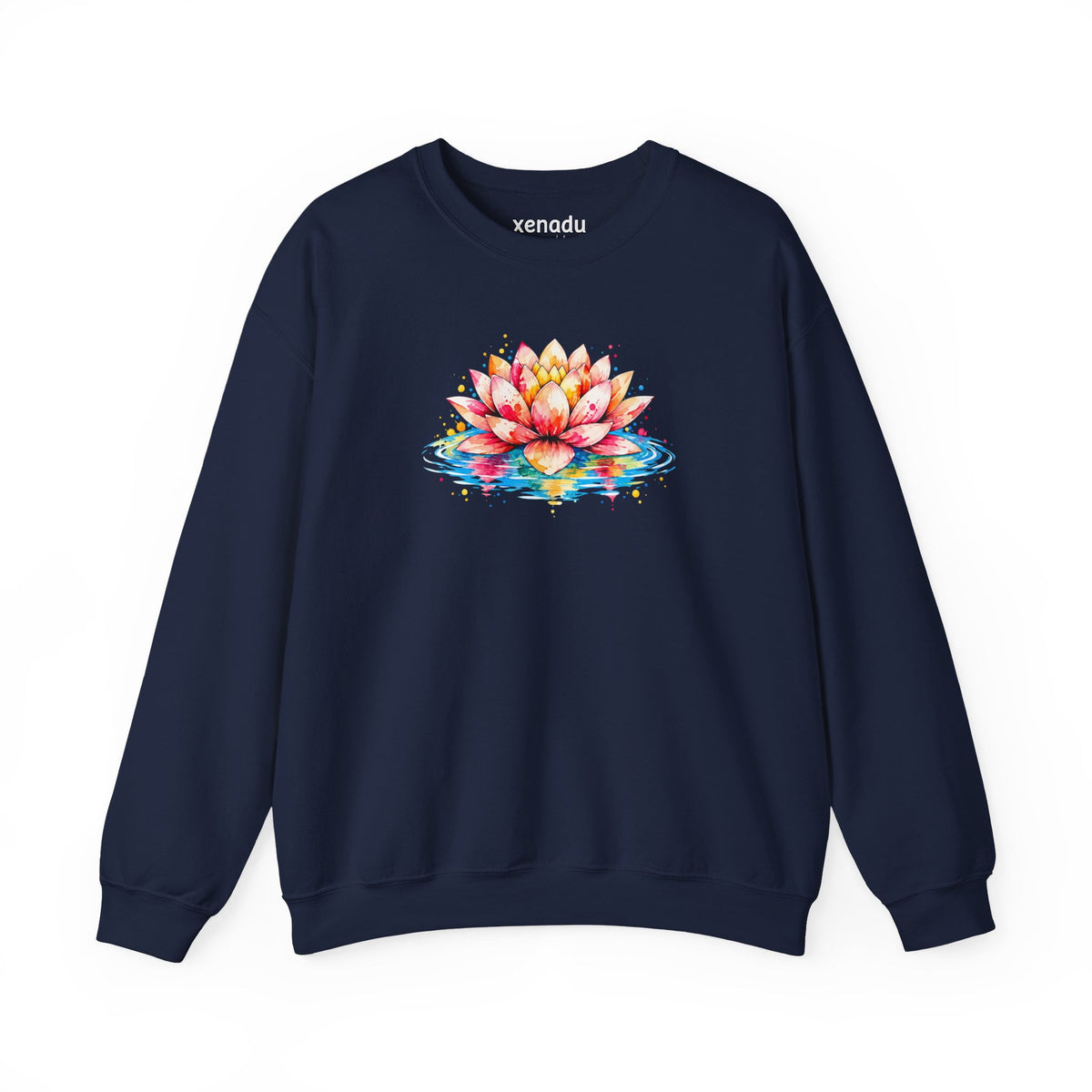 Watercolor Lotus Sweatshirt Navy Sweatshirt