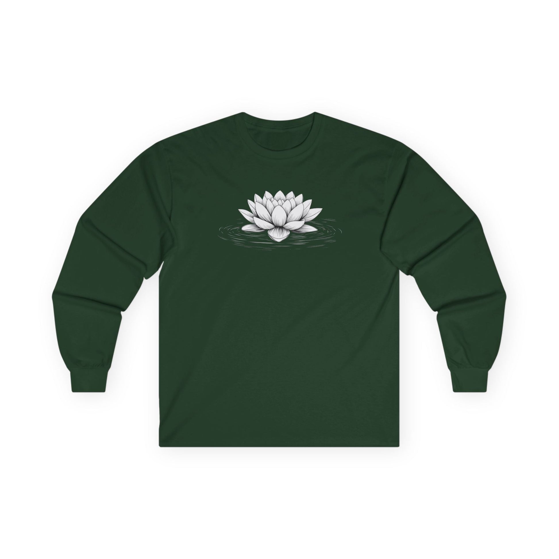 Floating Lotus Long Sleeve Tee Forest Green Long-sleeve