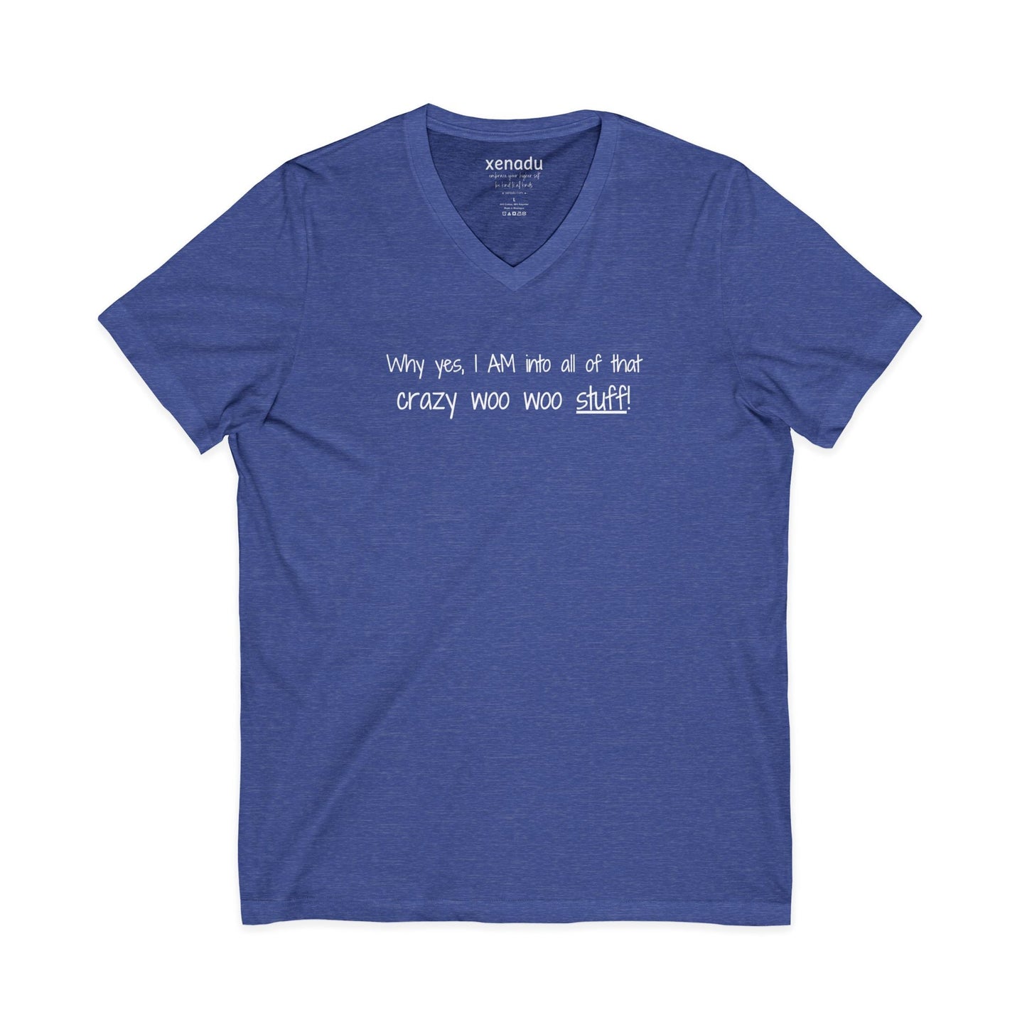 Crazy Woo Woo Stuff V-Neck Tee Heather True Royal V-neck