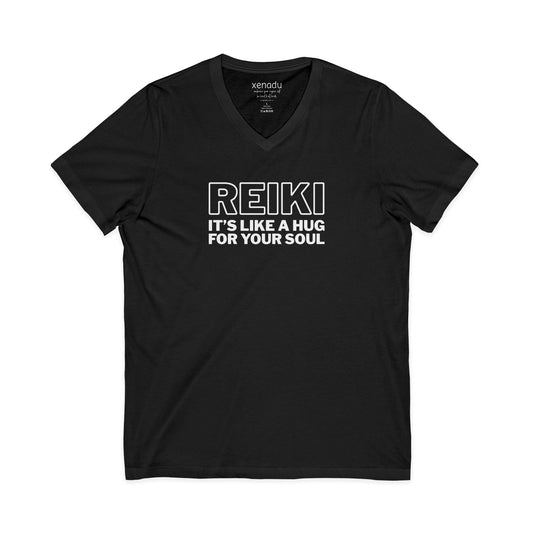 Reiki is Like a Hug V-Neck Tee Black V-neck