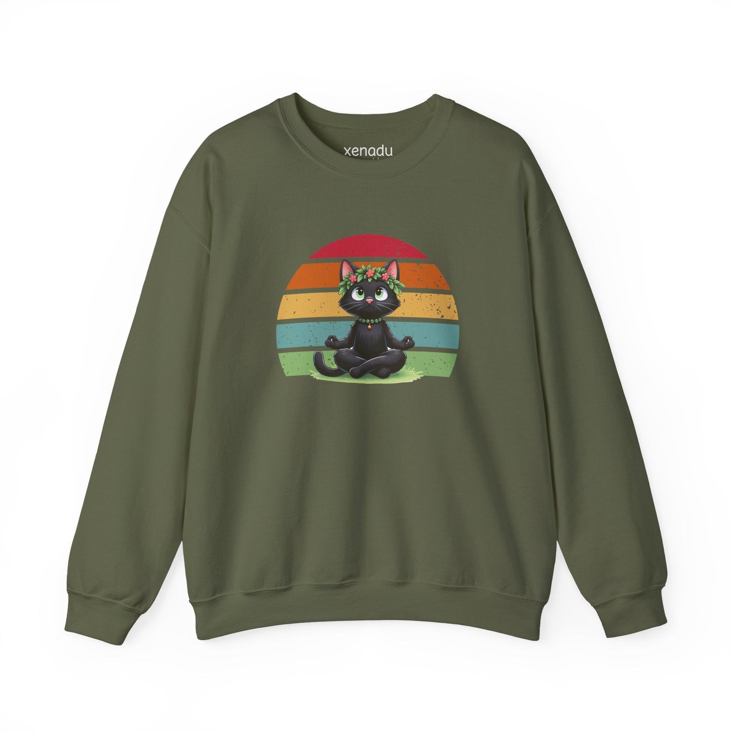 Kitty Sukhasana Sweatshirt Military Green Sweatshirt