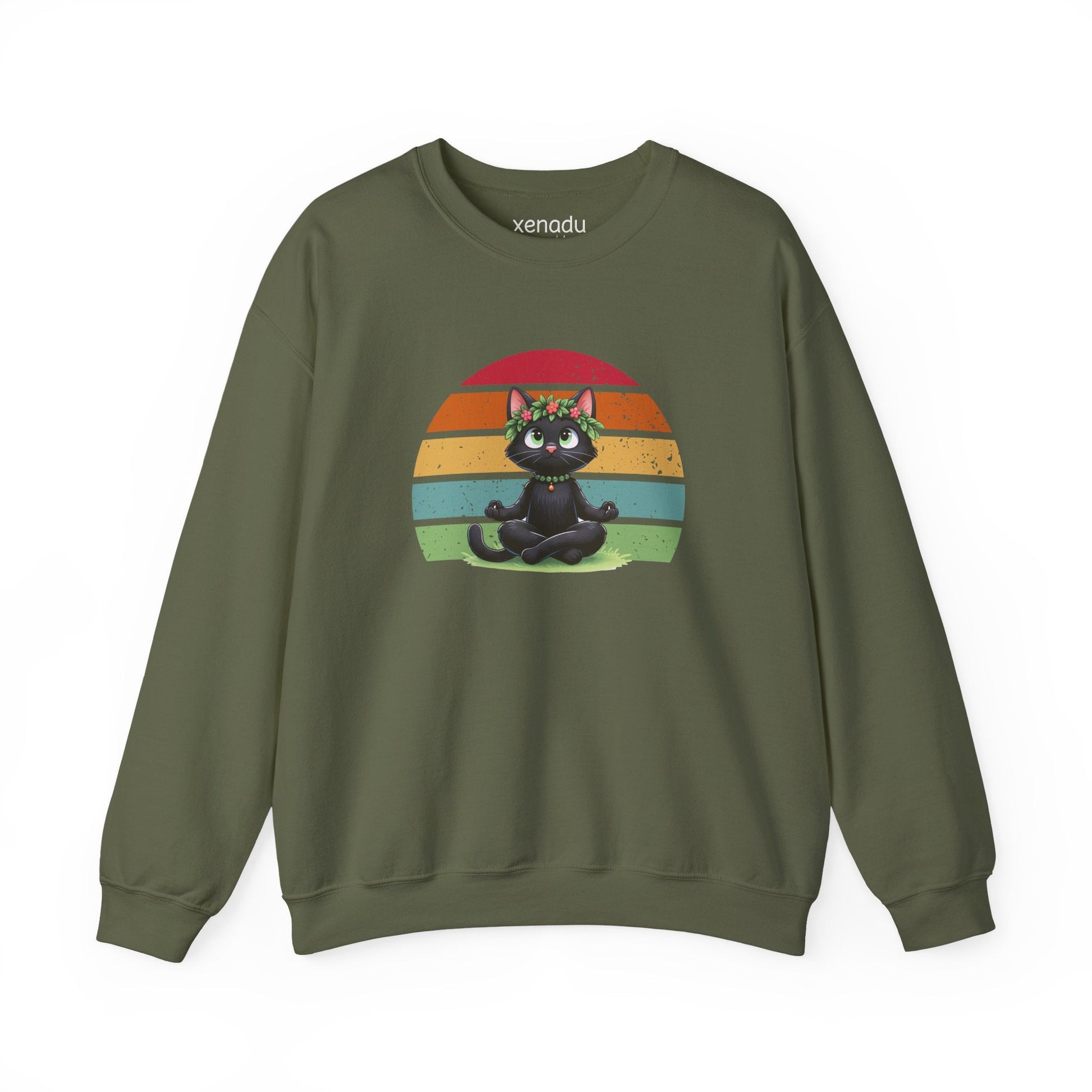 Kitty Sukhasana Sweatshirt Military Green Sweatshirt