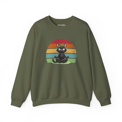 Kitty Sukhasana Sweatshirt Military Green Sweatshirt