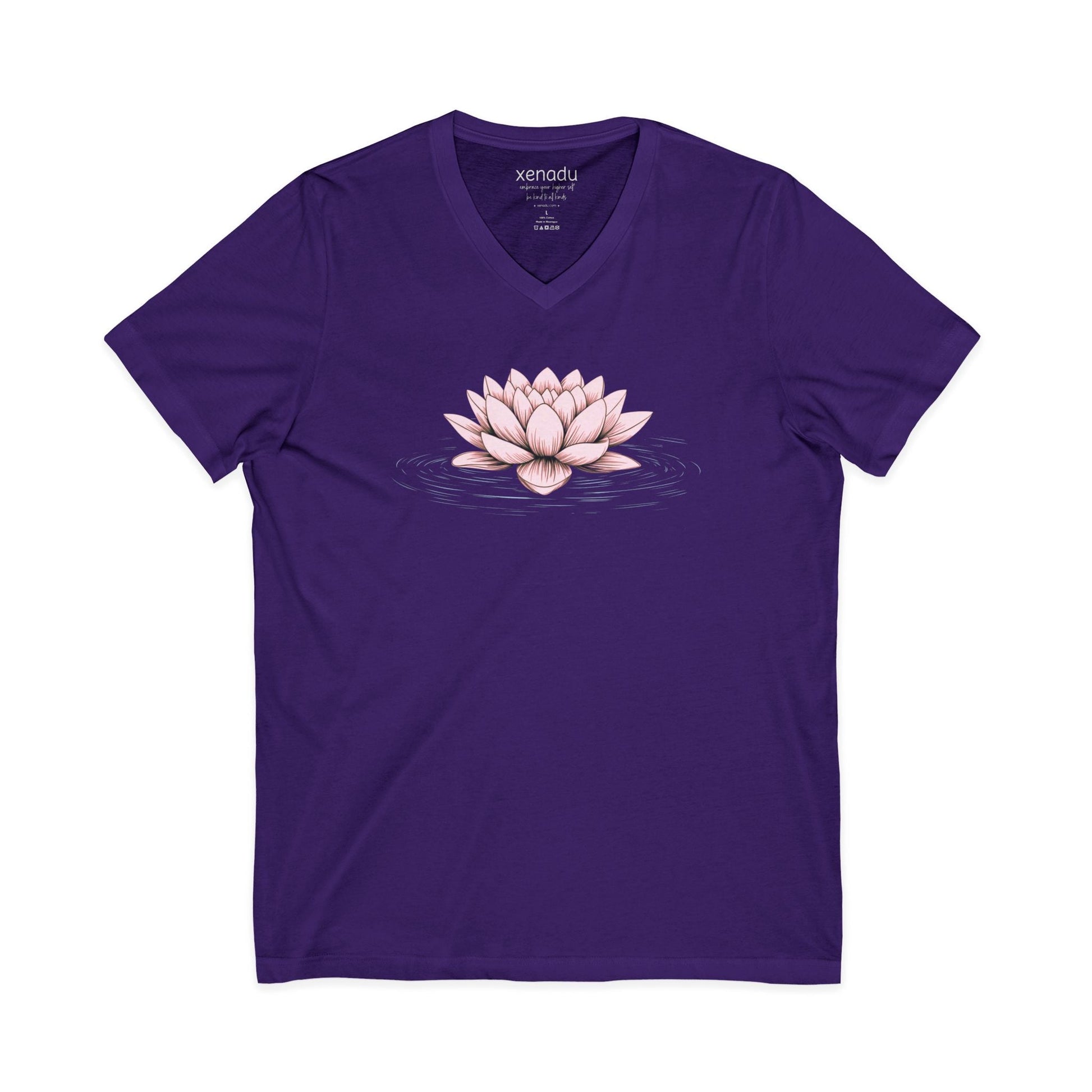 Pink Floating Lotus V-Neck Tee Purple V-neck