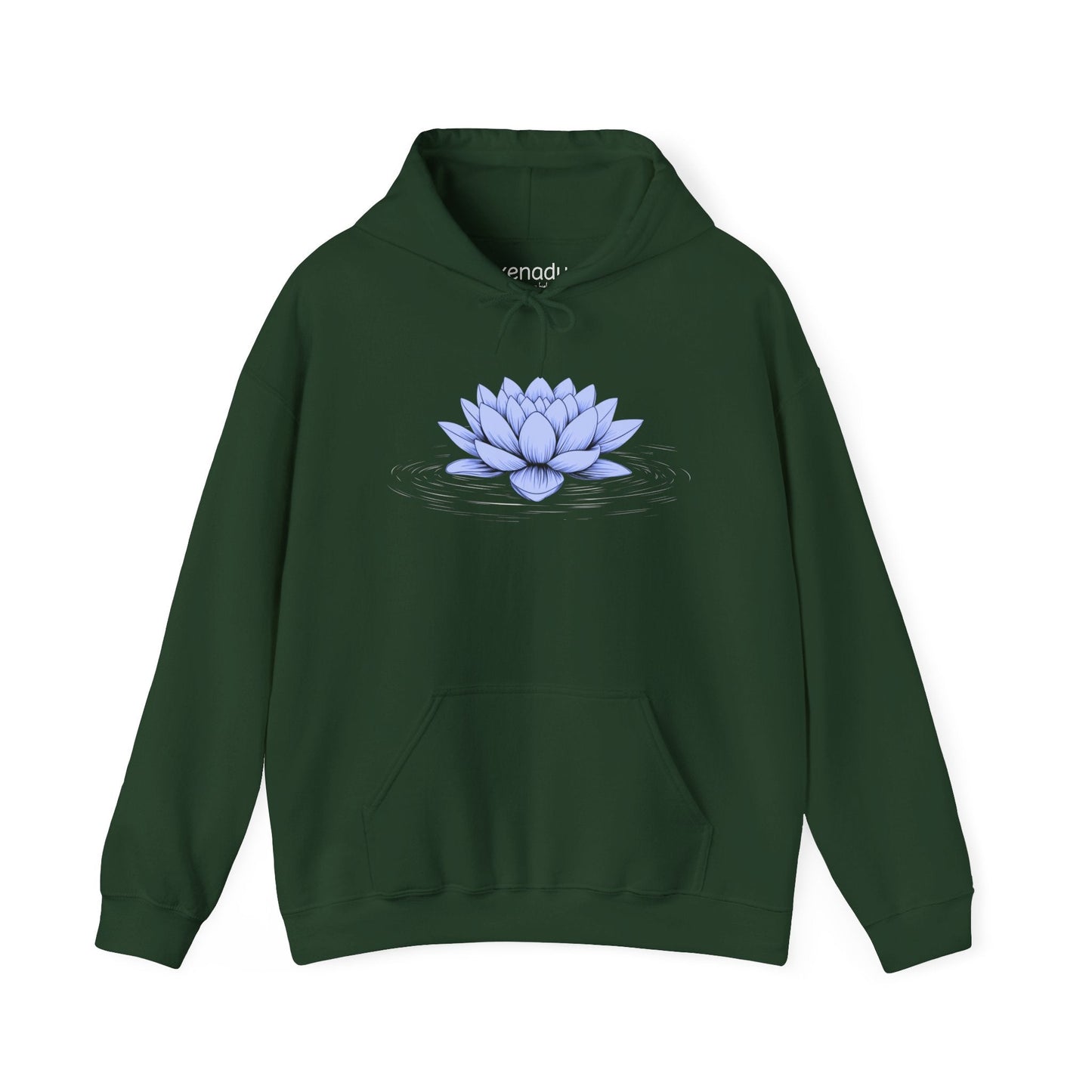 Floating Blue Lotus Hoodie Forest Green Hoodie