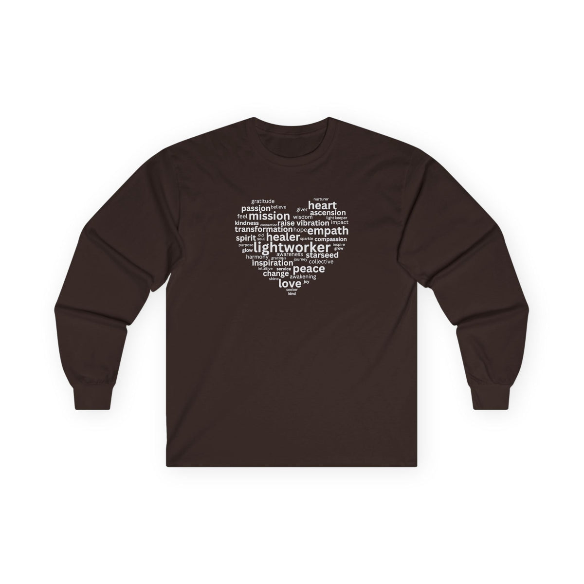 Heart of a Lightworker Long Sleeve Tee Dark Chocolate Long-sleeve
