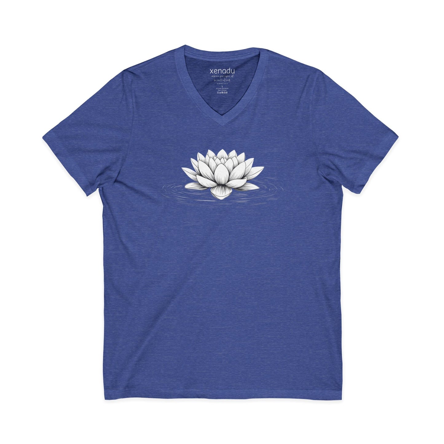 Floating Lotus V-Neck Tee Heather True Royal V-neck