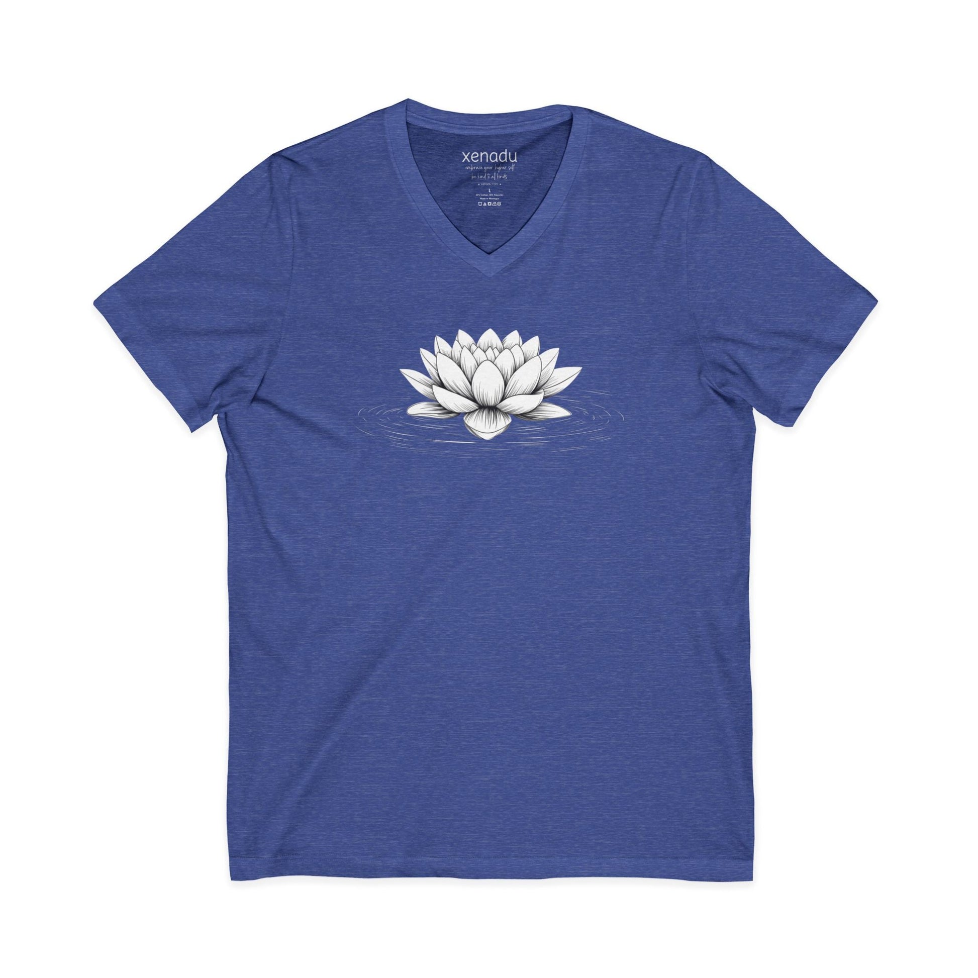 Floating Lotus V-Neck Tee Heather True Royal V-neck
