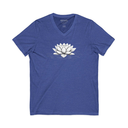 Floating Lotus V-Neck Tee Heather True Royal V-neck
