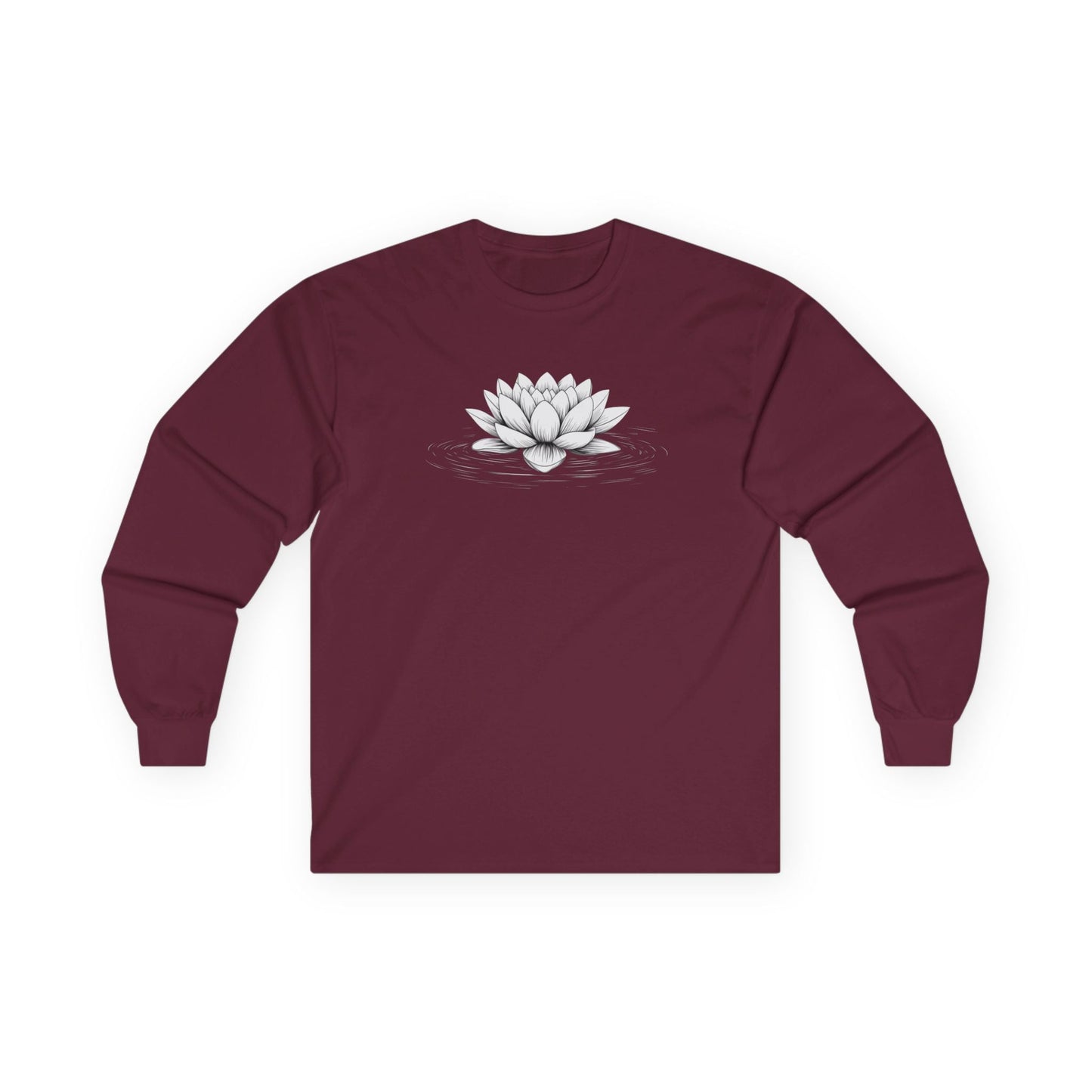 Floating Lotus Long Sleeve Tee Maroon Long-sleeve
