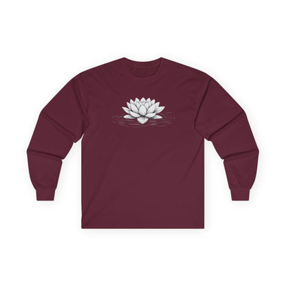 Floating Lotus Long Sleeve Tee Maroon Long-sleeve