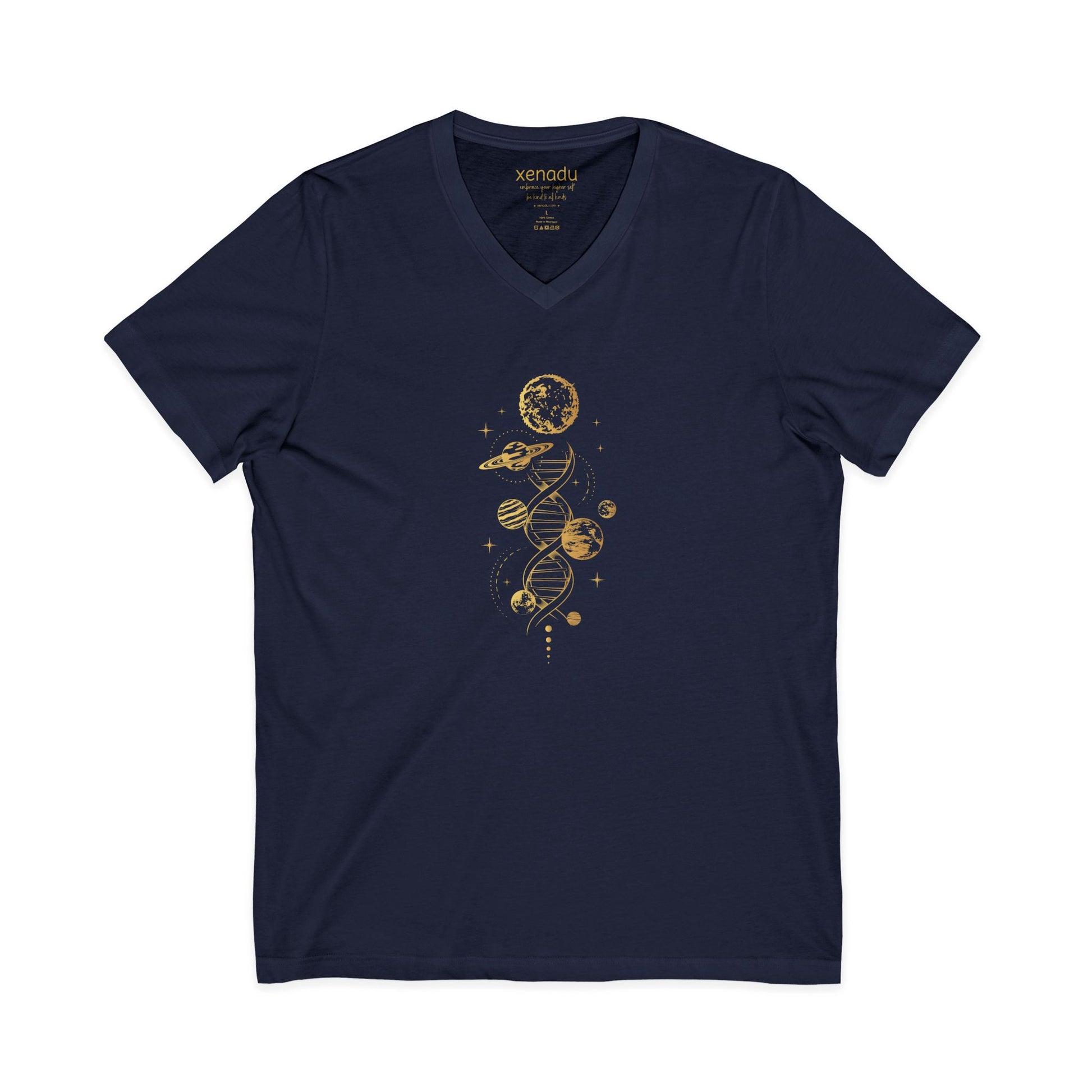Cosmic DNA V-Neck Tee Navy V-neck