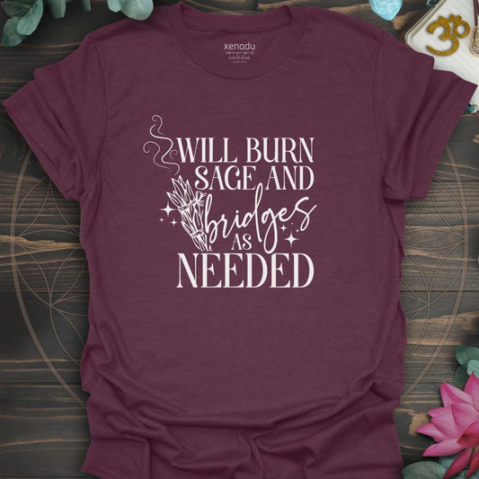 Will Burn Sage Tee Heather Maroon T-Shirt