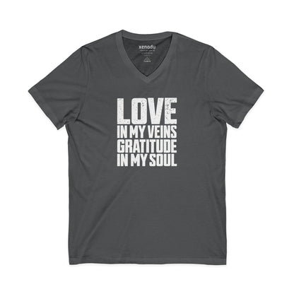 Love In My Veins V-Neck Tee Asphalt V-neck