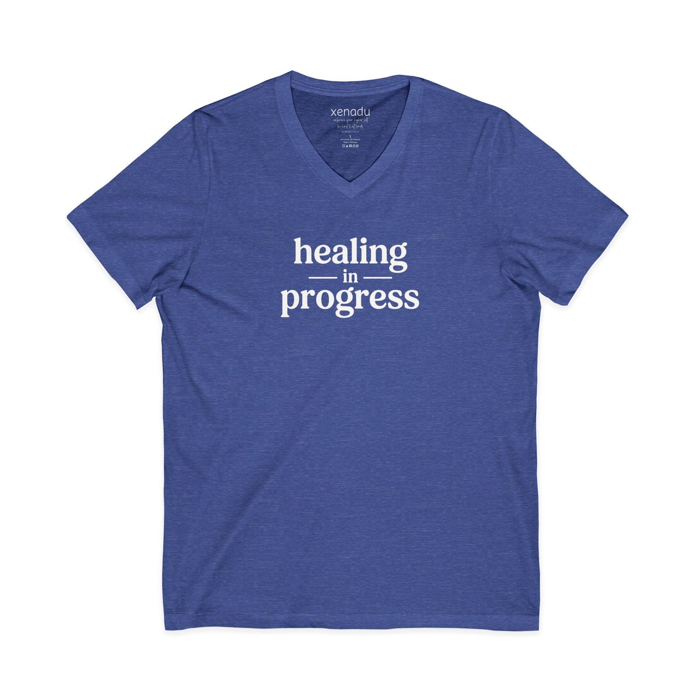 Healing in Progress V-Neck Tee Heather True Royal V-neck