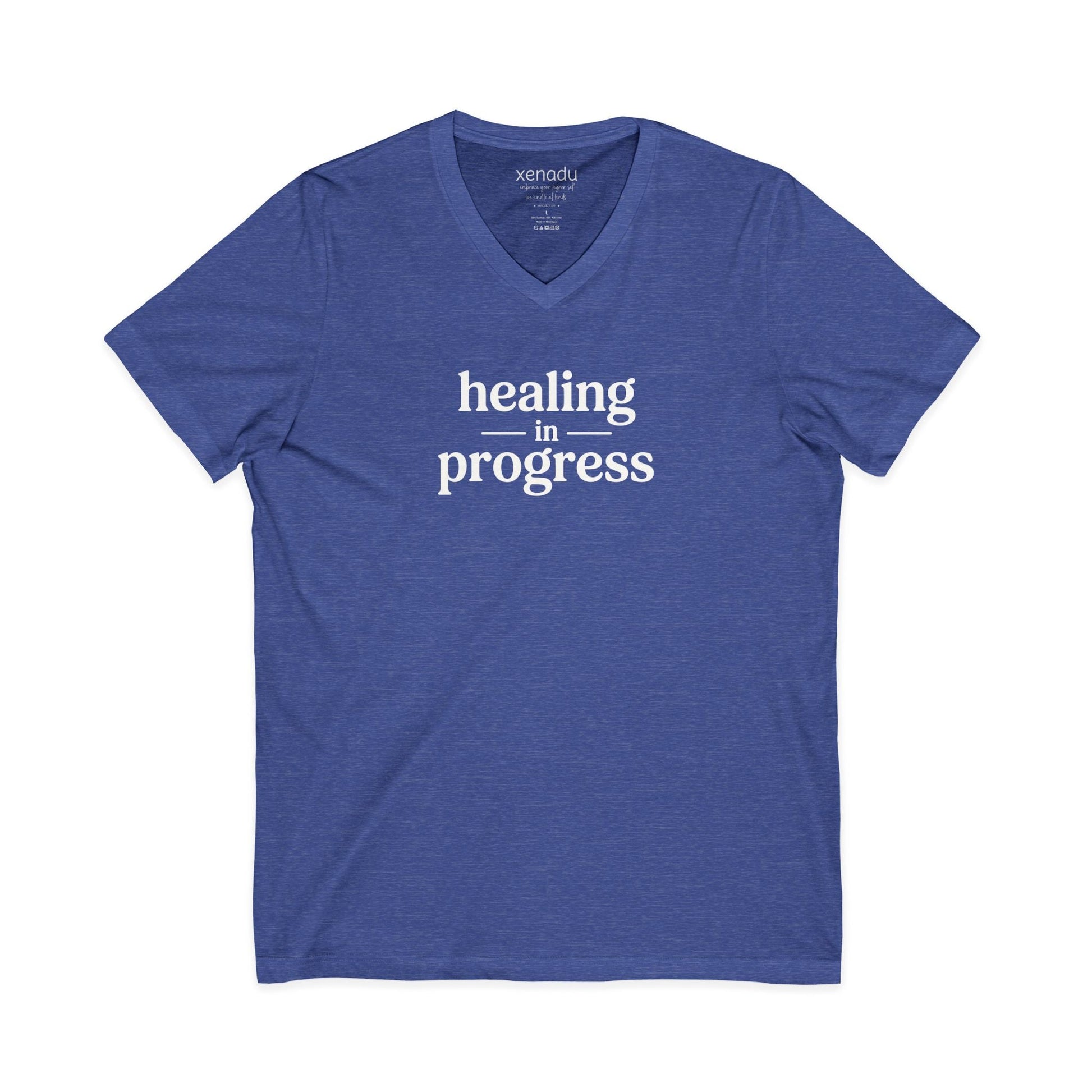 Healing in Progress V-Neck Tee Heather True Royal V-neck