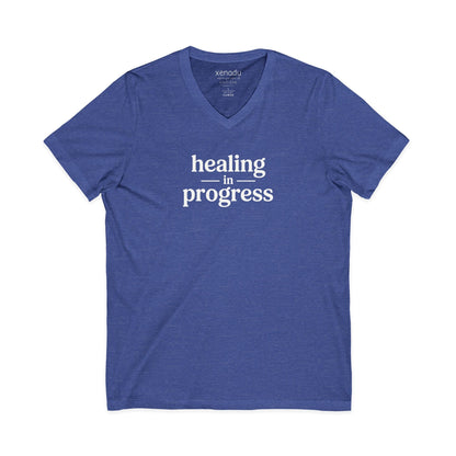 Healing in Progress V-Neck Tee Heather True Royal V-neck