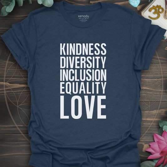 Kindness Inclusion Love Tee Heather Navy T-Shirt