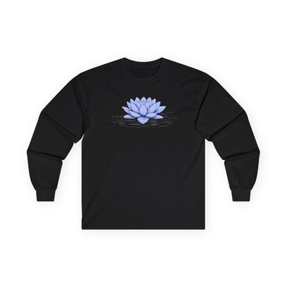 Floating Blue Lotus Long Sleeve Tee Black Long-sleeve