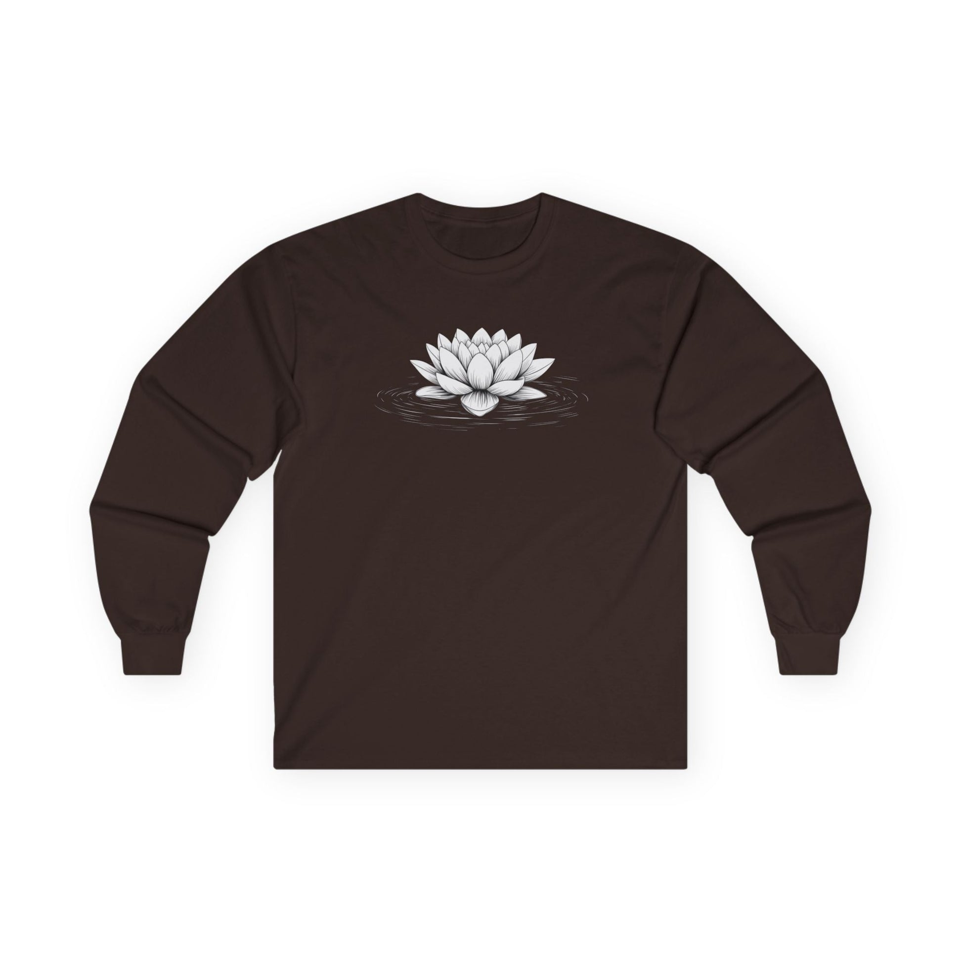 Floating Lotus Long Sleeve Tee Dark Chocolate Long-sleeve