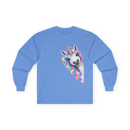 Peeking Unicorn Long Sleeve Tee Carolina Blue Long-sleeve