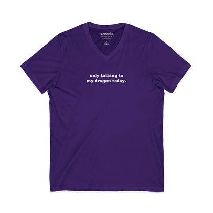 Only Talking To My Dragon V-Neck Tee Purple V-neck