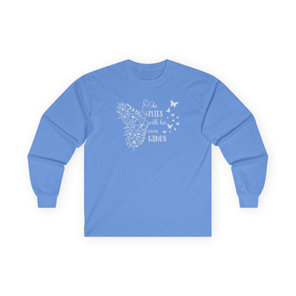 With Her Own Wings Long Sleeve Tee Carolina Blue Long-sleeve