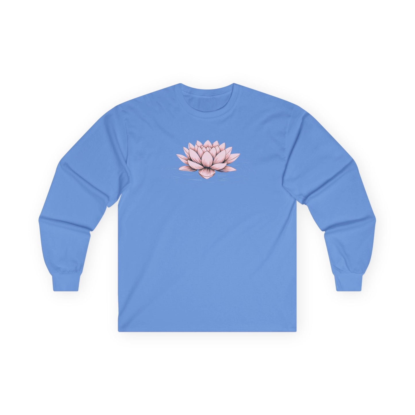 Pink Floating Lotus Long Sleeve Tee Carolina Blue Long-sleeve