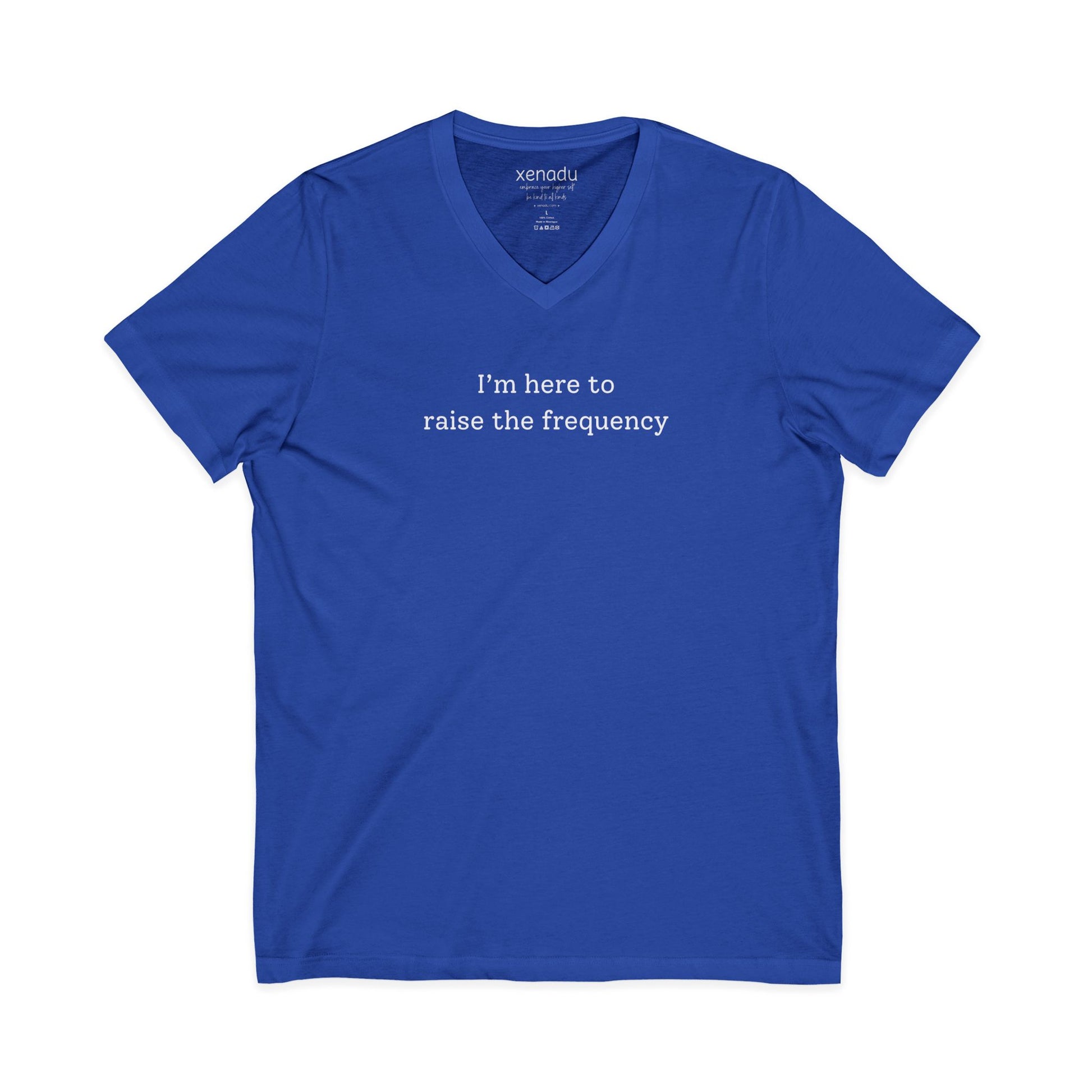 Here to Raise the Frequency V-Neck Tee True Royal V-neck