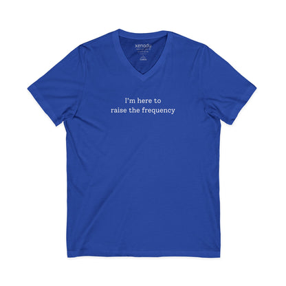 Here to Raise the Frequency V-Neck Tee True Royal V-neck