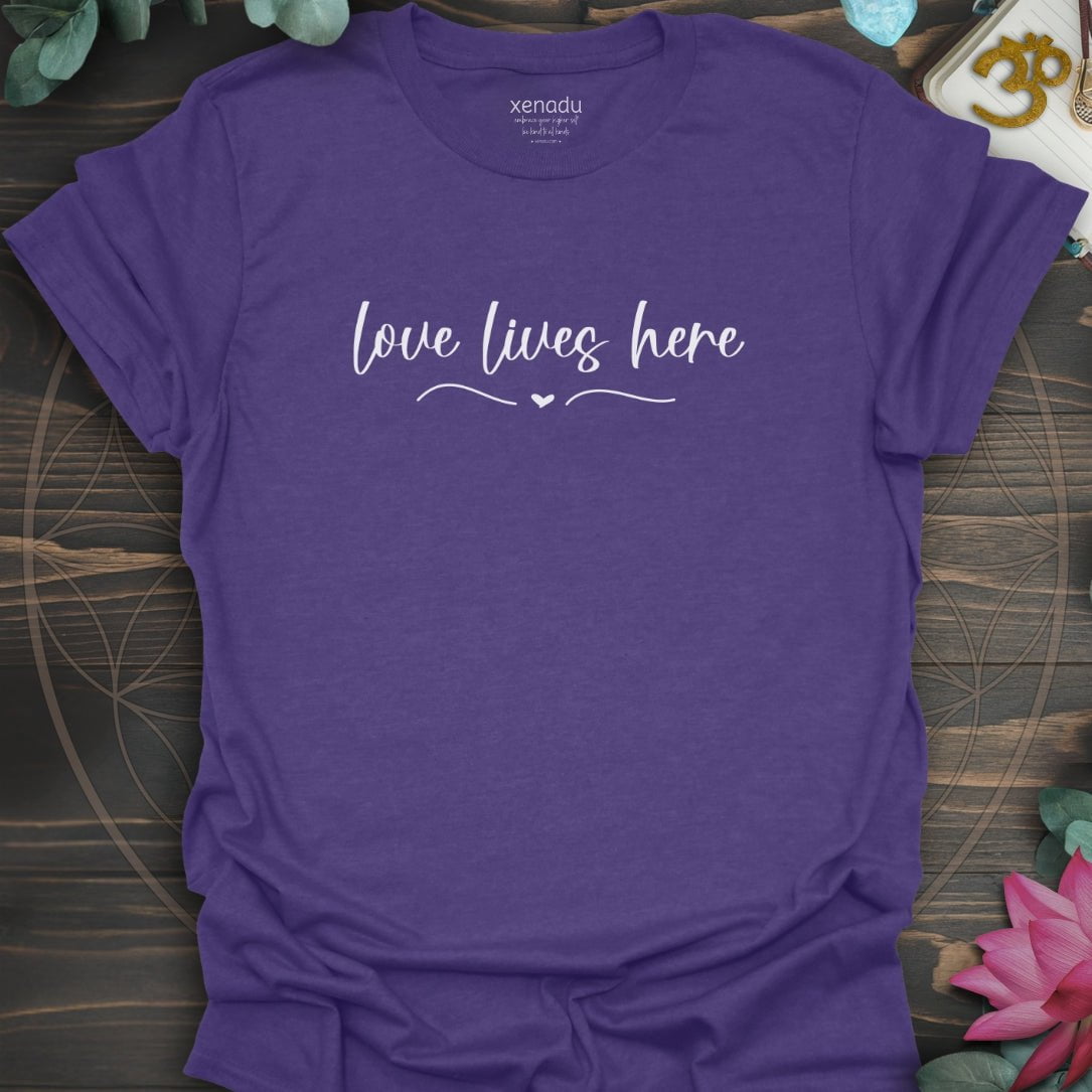 Love Lives Here Tee Heather Purple T-Shirt