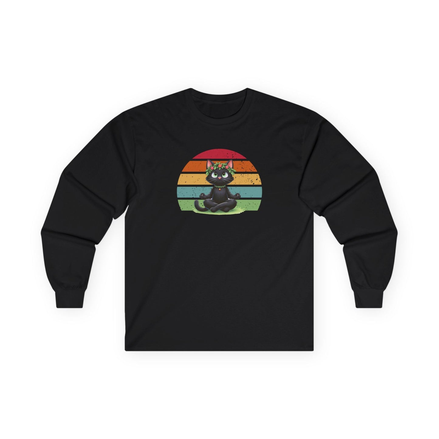 Kitty Sukhasana Long Sleeve Tee Black Long-sleeve
