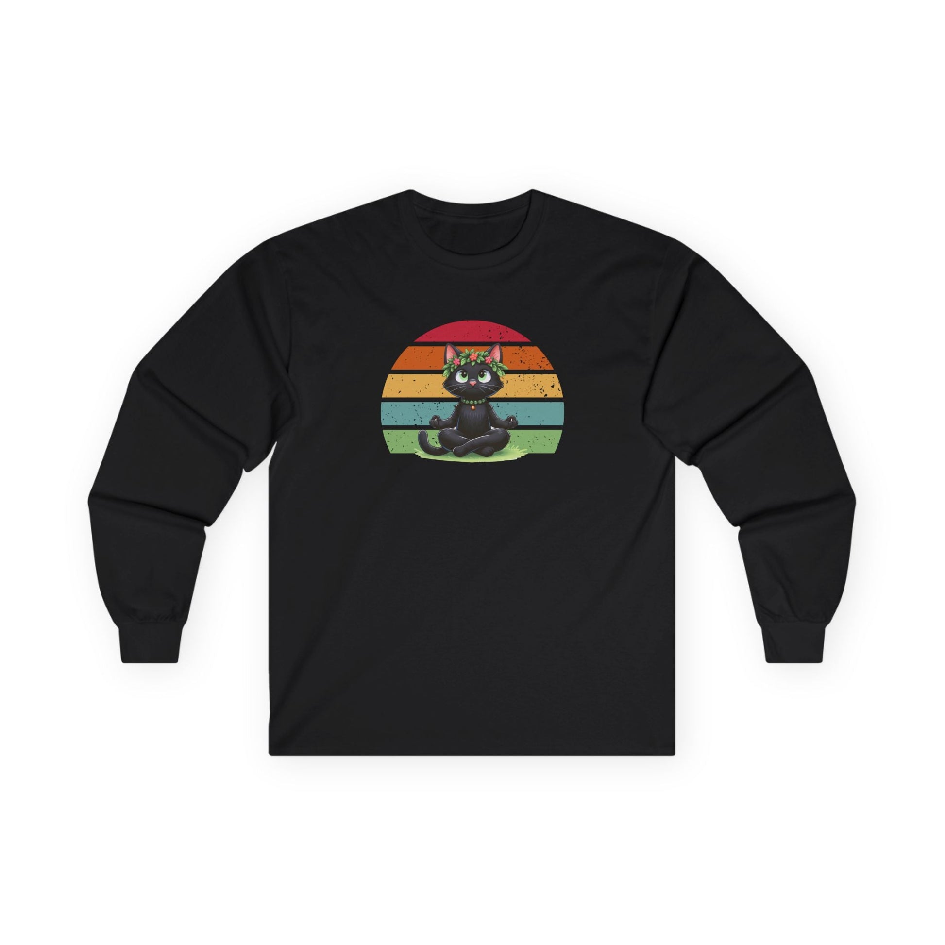Kitty Sukhasana Long Sleeve Tee Black Long-sleeve