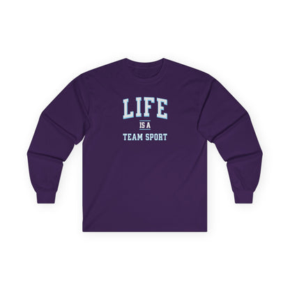 Life is a Team Sport Long Sleeve Tee Purple